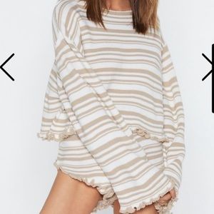 Jump Into Bed Striped Sweater & Shorts Lounge Set